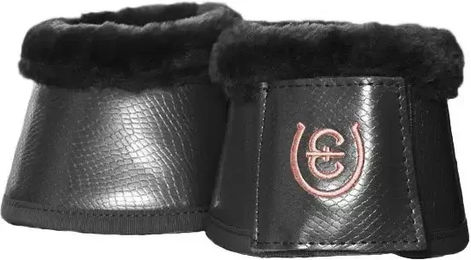 Produktbild von Equestrian Stockholm Hufglocken Gamaschen aus Kunstleder in Schwarz und Grau Größe S