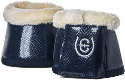 Equestrian Stockholm Hufglocken Navy mit Fell Hufschutz Large für Pferde – Bild 1 von 1