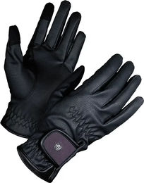 Equestrian Stockholm Motion Reithandschuhe aus Leder Unisex Schwarz Rot Silber Taille 8 – Bild 1 von 6