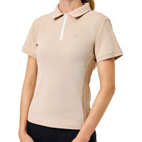 Produktbild von Equestrian Stockholm Poloshirt Damen Zip-Shirt Sand Beige Größe L aus Polyester
