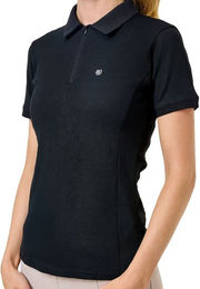 Equestrian Stockholm Poloshirt Damen Zip-Shirt Schwarz Größe M aus Polyester – Bild 1 von 1