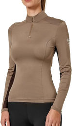 Equestrian Stockholm Reitshirt Air Breeze Damen Longsleeve mit UV-Schutz Beige Braun Grösse M – Bild 1 von 12