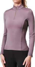 Produktbild von Equestrian Stockholm Reitshirt Damen mit langen Ärmeln und 1/2 Zip aus Polyester in Rosa oder Lila