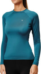 Produktbild von Equestrian Stockholm Reitshirt für Damen Langarm Funktionsunterwäsche Ganzjährig Blau Türkis Größe L
