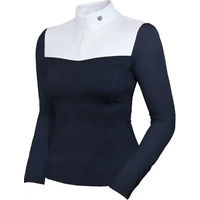 Produktbild von Equestrian Stockholm Turnierpolo mit langen Ärmeln für Damen in Blau und Weiß Größe XS