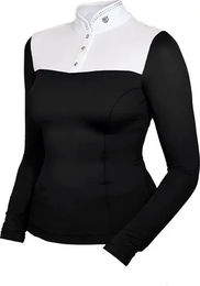 Produktbild von Equestrian Stockholm Turnierpolo mit langen Ärmeln für Damen in Schwarz