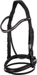Produktbild von Equestro Anatomisch geformtes Leder-Reitzaumzeug für Vollblut in Schwarz oder Lila