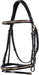 Produktbild von Equestro Anatomische Leder-Reittrense mit Clincher für englische Pferde Schwarz XFull