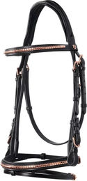 Produktbild von Equestro Anatomische Lederzügel mit Clincher für Pferde in Schwarz