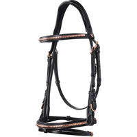 Produktbild von Equestro Anatomische Lederzügel mit Clincher für Pferde in Schwarz