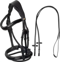 Produktbild von Equestro Anatomischer Gebisszügel aus Leder für Warmblut in Schwarz