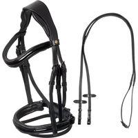 Produktbild von Equestro Anatomischer Gebisszügel aus Leder für Warmblut in Schwarz