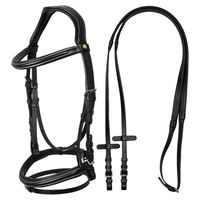 Produktbild von Equestro Anatomisches Kopfteil aus Leder mit gepolstertem Pony in Schwarz