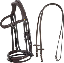 Produktbild von Equestro Anatomisches Leder-Zaumzeug mit Nasenriemen für Ponys in Braun