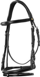 Produktbild von Equestro Anatomisches Reithalfter aus Leder EXTRA-Full Schwarz für Pferde