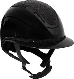 Equestro Apocalypse Reithelm für Damen mit glänzender Schale und Strasssteinen in Schwarz – Bild 1 von 2