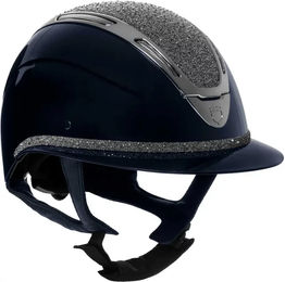 Equestro Apocalypse Reithelm für Damen mit Visier und Strasssteinen in glänzender Schale – Bild 1 von 2