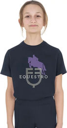 Equestro Baumwoll-T-Shirt für Kinder mit Horse Jump Glossy Motiv in Blau Größe 12 Jahre – Bild 1 von 1