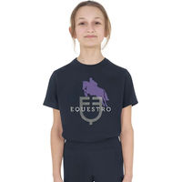 Produktbild von Equestro Baumwoll-T-Shirt für Kinder mit Horse Jump Glossy Motiv in Blau Größe 12 Jahre