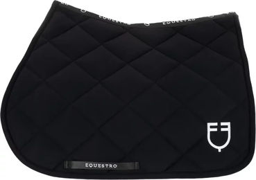 Equestro Black Line Spring-Sattelkissen Schabracke für Pferde mit gesticktem Logo in Schwarz oder Braun – Bild 1 von 2