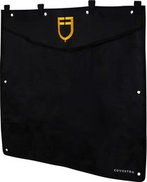Equestro Boxvorhang aus Cordura mit gesticktem Logo und Stahlringen Schwarz 135x130 cm – Bild 1 von 2