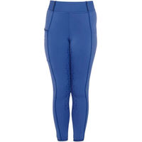 Produktbild von Equestro Classic Reithose für Mädchen mit Full Grip und Fleece-Futter für den Winter in Blau