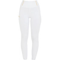 Produktbild von Equestro Classic Turnierleggings Mädchen mit Full Grip und Fleece-Futter Winter Reithose Weiß Größe 8 Jahre