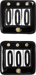 Produktbild von Equestro Crystal Nummernhalter für Pferde aus Leder in Schwarz und Transparent