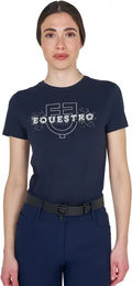 Produktbild von Equestro Damen Baumwoll-T-Shirt mit Logo in Blau Größe M