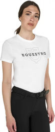 Produktbild von Equestro Damen Baumwoll-T-Shirt mit Logo Weiß XL