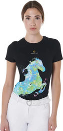 Produktbild von Equestro Damen Baumwoll-T-Shirt Schwarz XL