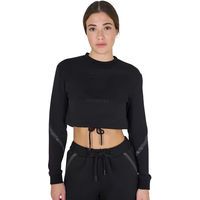 Produktbild von Equestro Damen Cropped Rundhals-Sweatshirt aus Baumwolle Schwarz Größe L