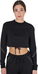 Produktbild von Equestro Damen Cropped Rundhals-Sweatshirt aus Baumwolle Schwarz XL