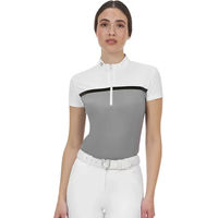 Produktbild von Equestro Damen Langarm Reitshirt Wettkampf Polo Ridertechnology in Weiß oder Grau Größe S