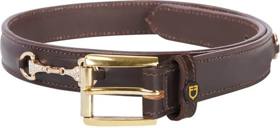 Produktbild von Equestro Damen Ledergürtel im englischen Diamantdesign Braun 75 cm