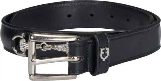 Produktbild von Equestro Damen Ledergürtel im englischen Diamantdesign Schwarz 85 cm