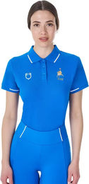 Produktbild von Equestro Damen Reitpoloshirt aus Baumwolle Blau Größe S