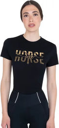 Produktbild von Equestro Damen Reitshirt Horse Love aus Baumwolle Schwarz Größe M