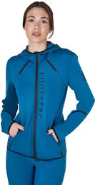 Produktbild von Equestro Damen Sweatshirt mit Kapuze und Reißverschluss aus Jersey in Blau Größe M