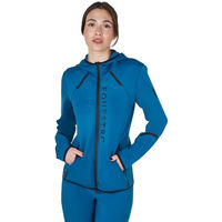 Produktbild von Equestro Damen Sweatshirt mit Kapuze und Reißverschluss aus Jersey in Blau Größe XL