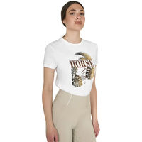 Produktbild von Equestro Damen T-Shirt aus Baumwolle Weiß Gold XS
