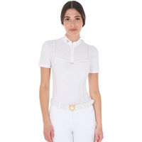 Produktbild von Equestro Damen Turnier-Polo Reitshirt aus perforiertem Stoff Weiß Größe L
