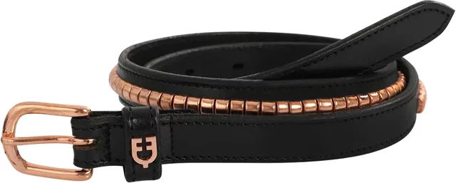 Equestro Damengürtel Clincher aus Leder in Schwarz mit Rose Gold 90 cm – Bild 1 von 4