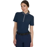 Produktbild von Equestro Damenreit-Polo in taillierter Passform Blau Größe S