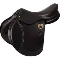 Produktbild von Equestro Doppelleder Springsattel für Pferde in Braun oder Schwarz
