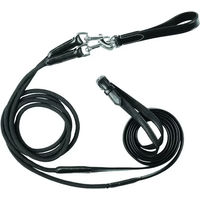 Produktbild von Equestro Doppelte Zügel für Zugpferde aus Leder und Nylon in Schwarz