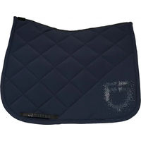 Produktbild von Equestro Dressurreitpad mit Strass-Logo aus Baumwolle in Blau für Warmblut