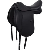 Produktbild von Equestro Dressursattel für Pferde aus Leder in Schwarz mit langen Pauschen