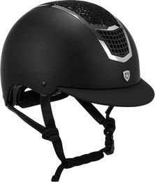 Equestro Eclipse Stone Reithelm Damen mit Strass Schwarz Silber VG1 Homologation – Bild 1 von 5