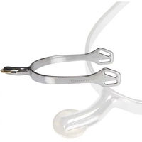 Produktbild von Equestro Eisenreitsporen aus Edelstahl mit gebogenem horizontalem Hahn Silber 30mm